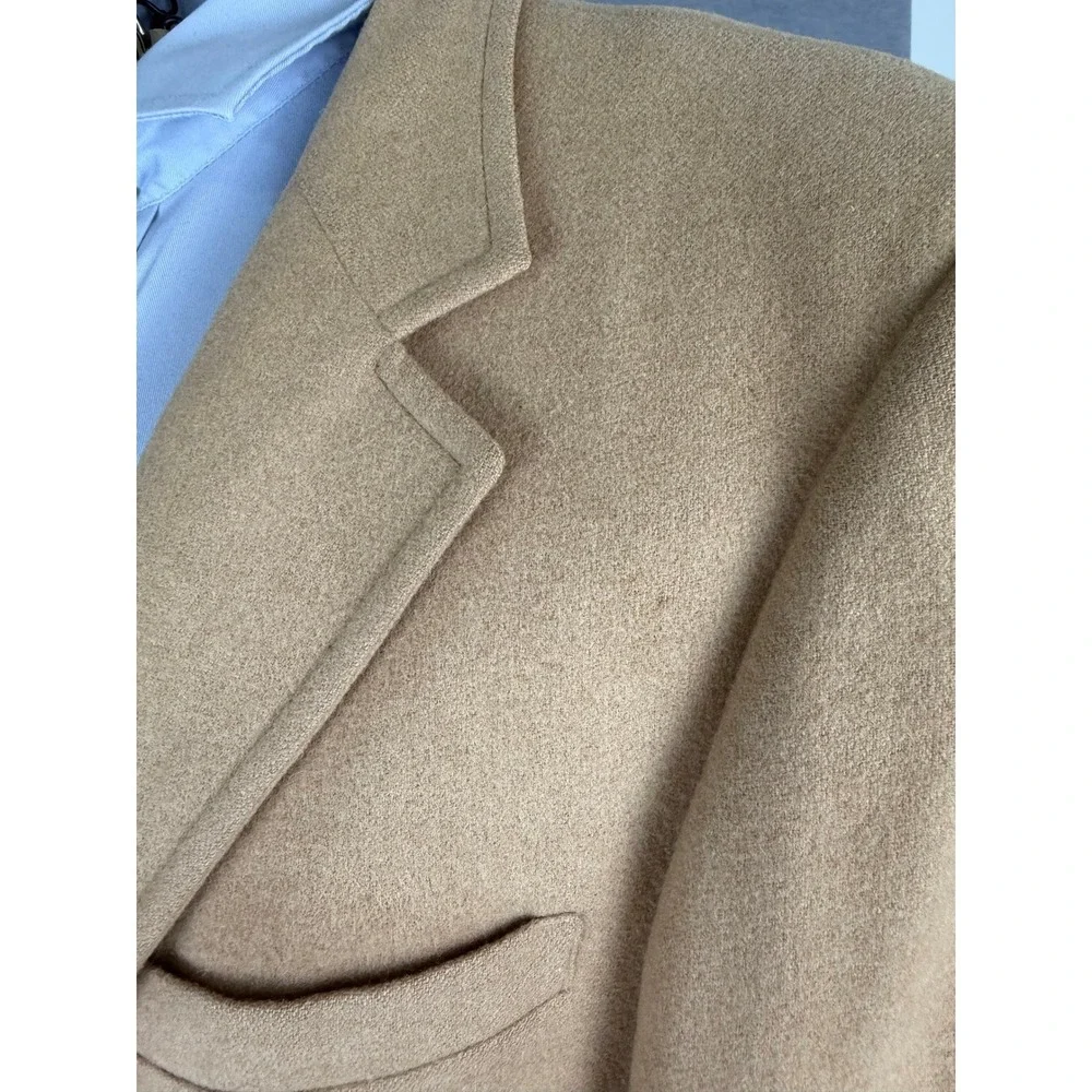 Vintage 60s Wallachs 100% Camel Hair Sport Coat Blazer Tan 42L Bespoke Mens
